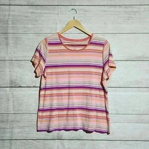 St. John's Bay Multicolor Striped Short Sleeve Tee